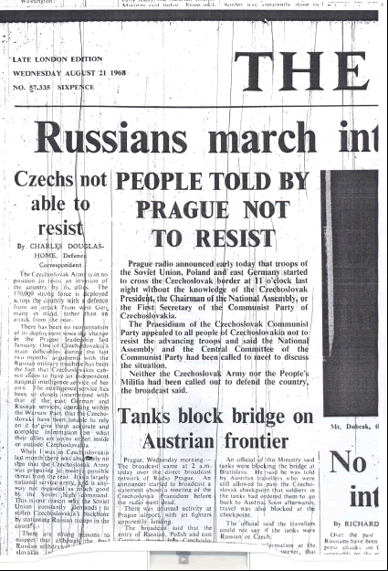 Russians March into Czechoslovakia