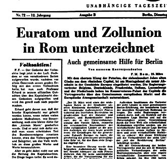 Euratom und Zollunion in Rom unterzeichnet <br>
Euratom and Customs Union signed in Rome <br>
