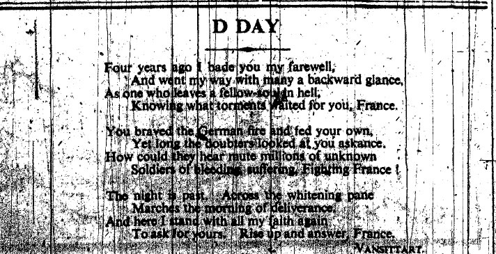 ‘D-Day” poem by Vansittart